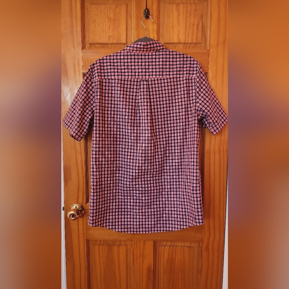CHAPS MENS EASY CARE PINK CHECKERED SHORT SLEEVES CASUAL DRESS SHIRT  MEDIUM M - Picture 2 of 7